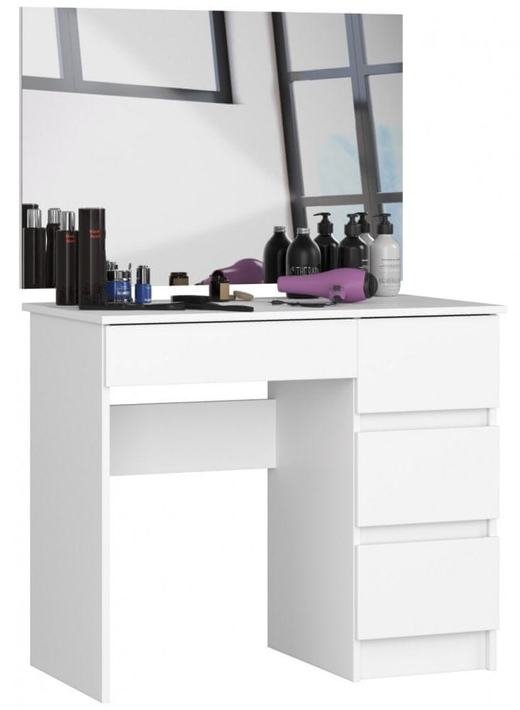 Akord Kozmetický stolík so zrkadlom T-6 I 90x50 cm biely pravý